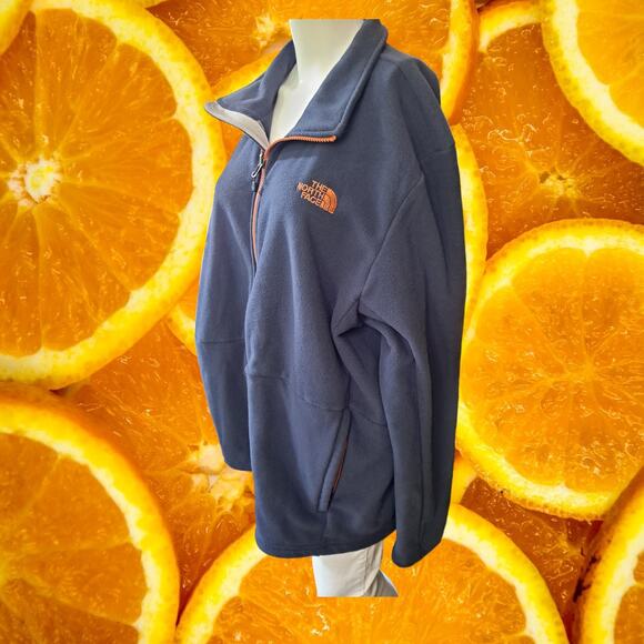 The North Face Blue and Orange Full‎ Zip Fleece with Drawstring Waist Size XL - Picture 1 of 10